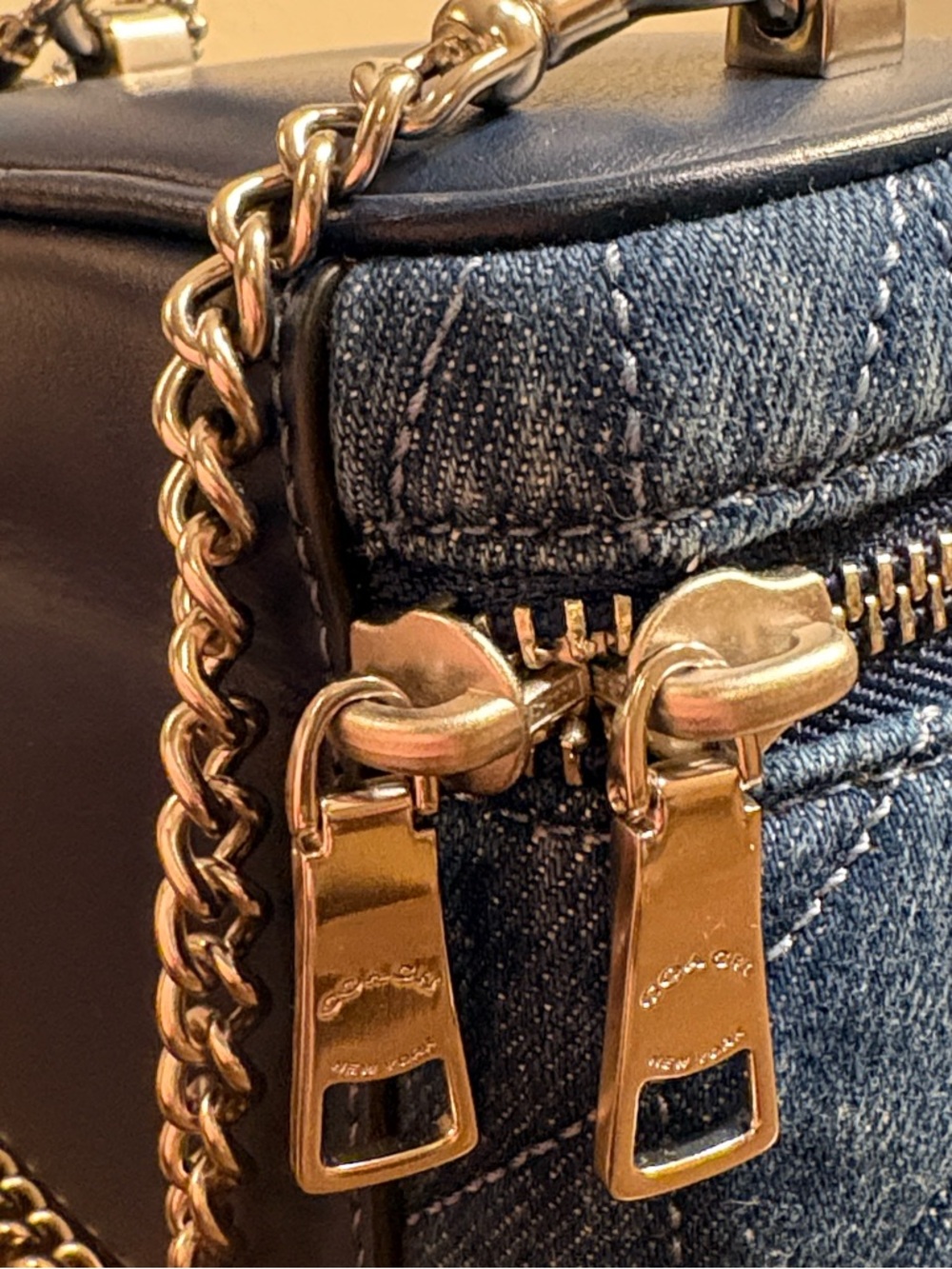 COACH Quilted Dark Blue Denim Bag with Silver Accents - Picture 5 of 11